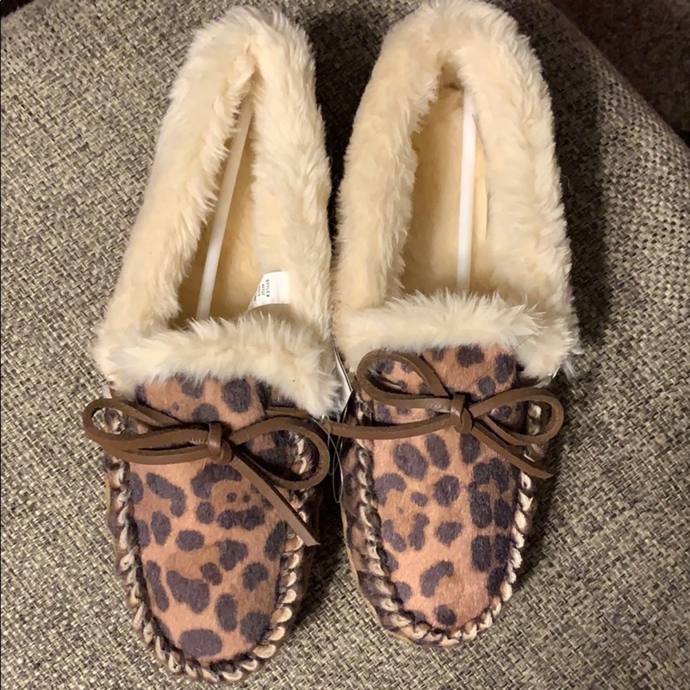 J. Crew Leopard moccasin slippers